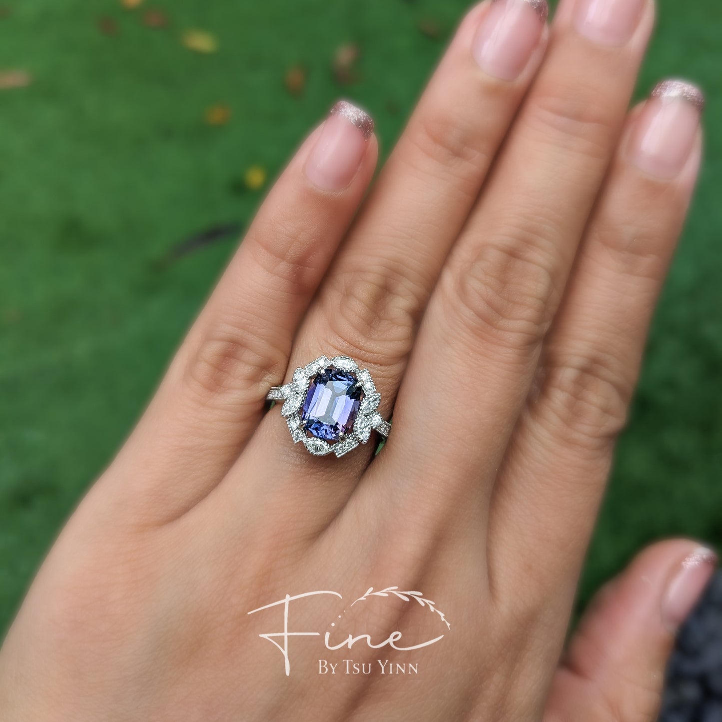 WG FBTY Camille Halo Unheated Tanzanite Ring