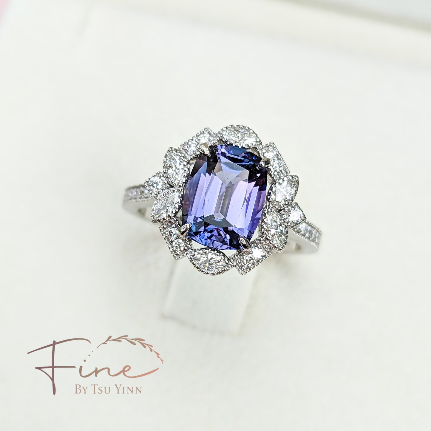WG FBTY Camille Halo Unheated Tanzanite Ring