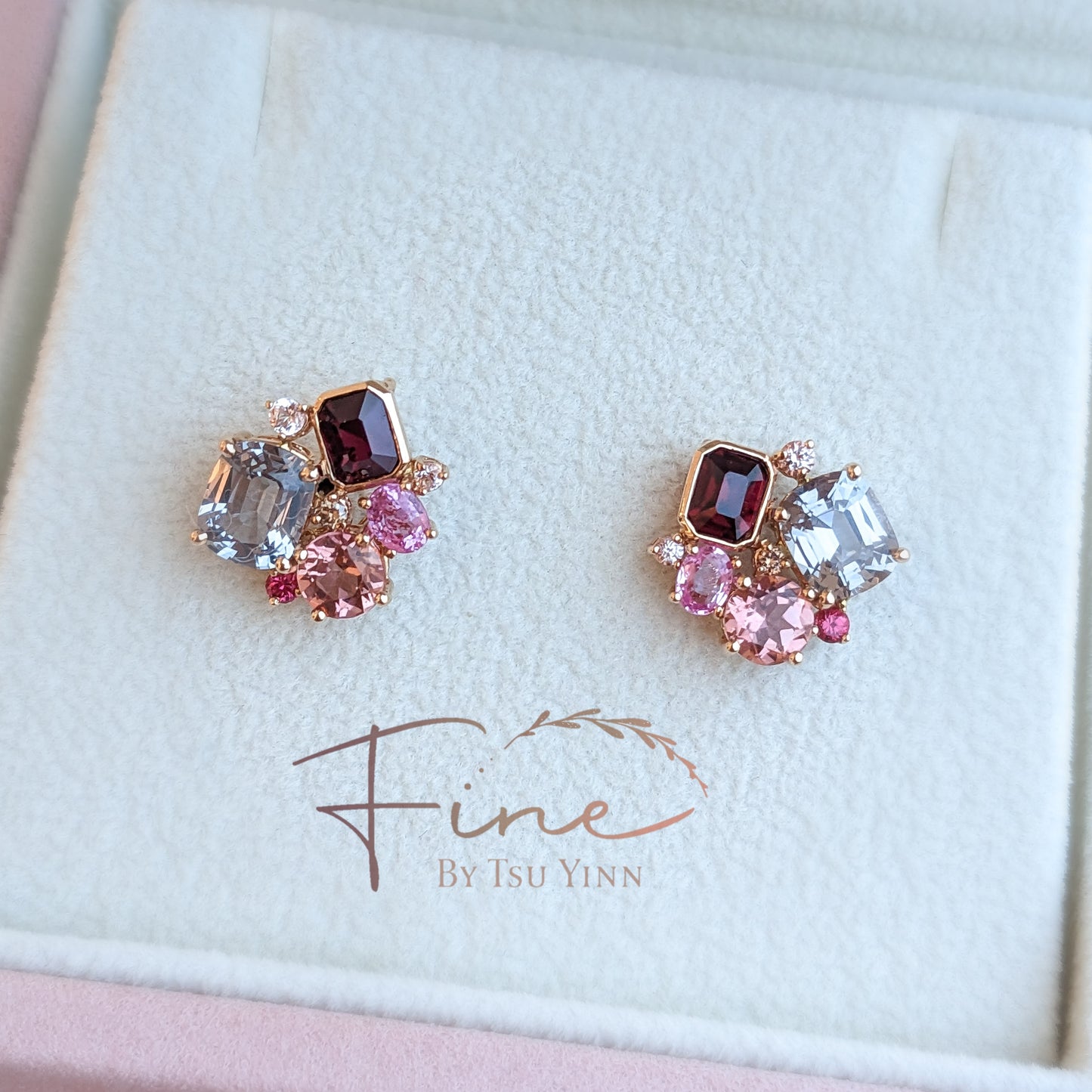FBTY Cluster Earrings with Unheated Rubies