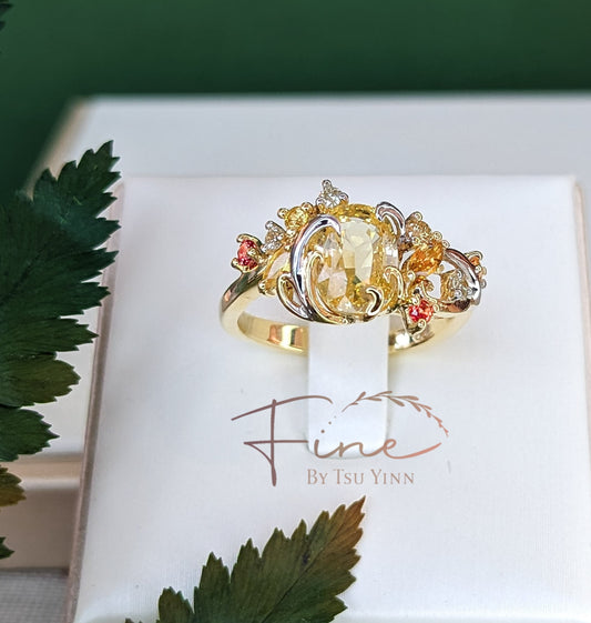 A's Yellow Sapphire Floral Ring