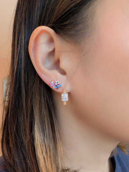 Messy Band Detachable Earrings (Pink & Blue Hues)