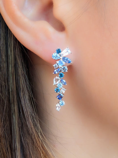 Messy Band Detachable Earrings (Blue Hues)