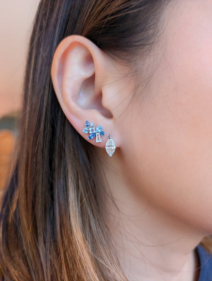 Messy Band Detachable Earrings (Blue Hues)