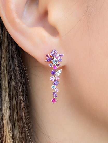 Messy Band Detachable Earrings (Pink & Purple Hues)
