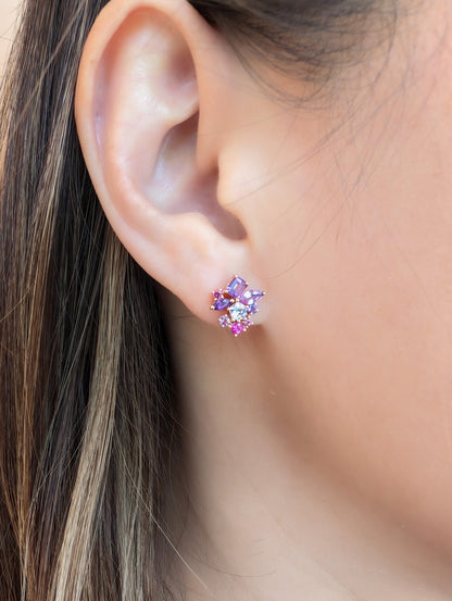 Messy Band Detachable Earrings (Pink & Purple Hues)