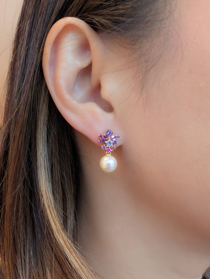 Messy Band Detachable Earrings (Pink & Purple Hues)