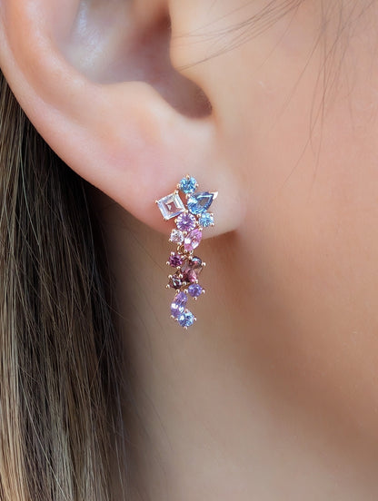 Messy Band Detachable Earrings (Pink & Blue Hues)