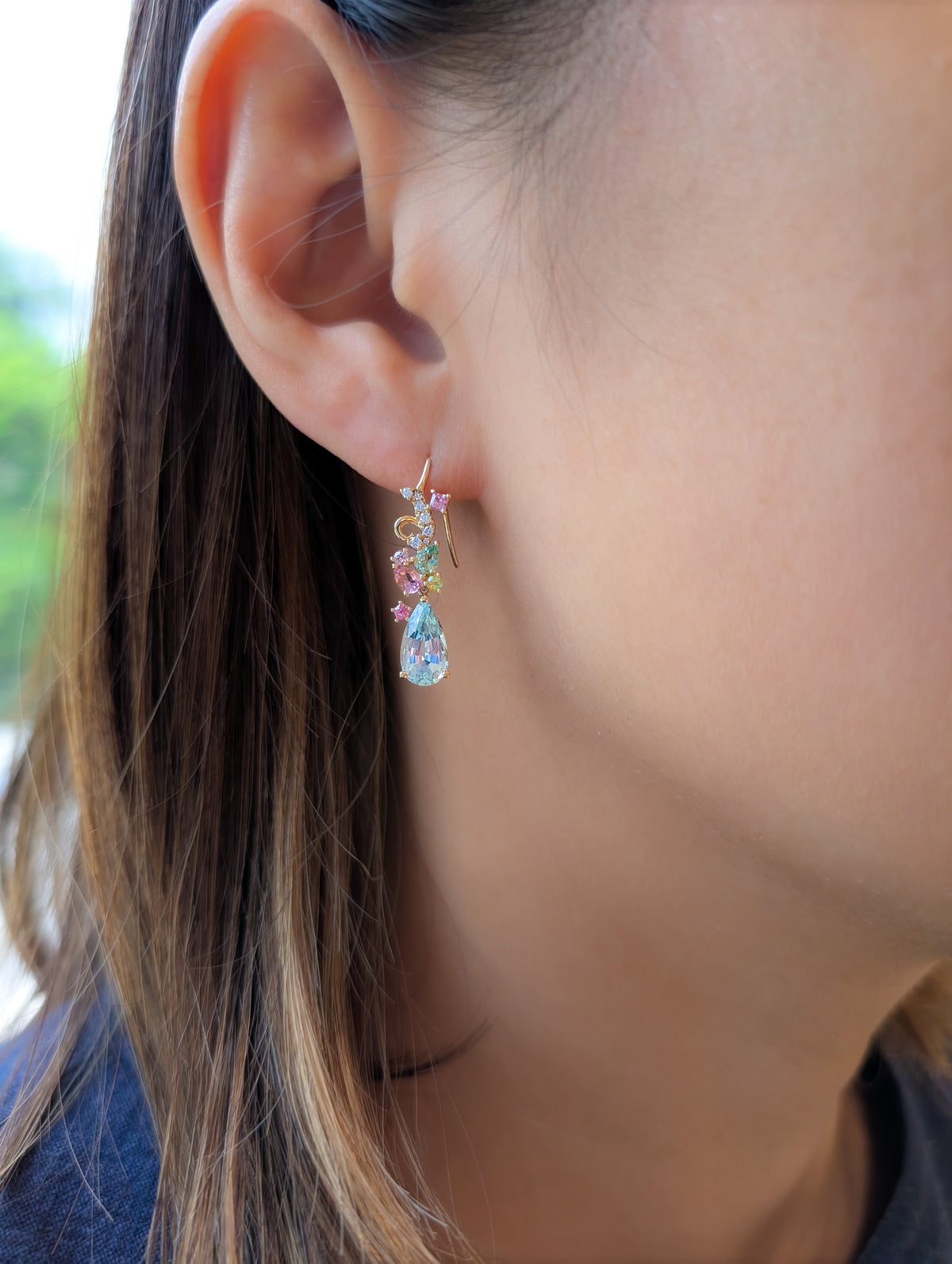 Beryl Detachable Drops Hook Earrings (Pink Hues)