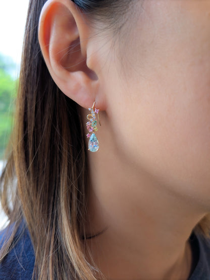 Beryl Detachable Drops Hook Earrings (Pink Hues)