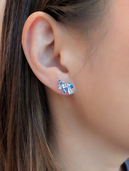 Messy Band Detachable Earrings (Blue Hues)