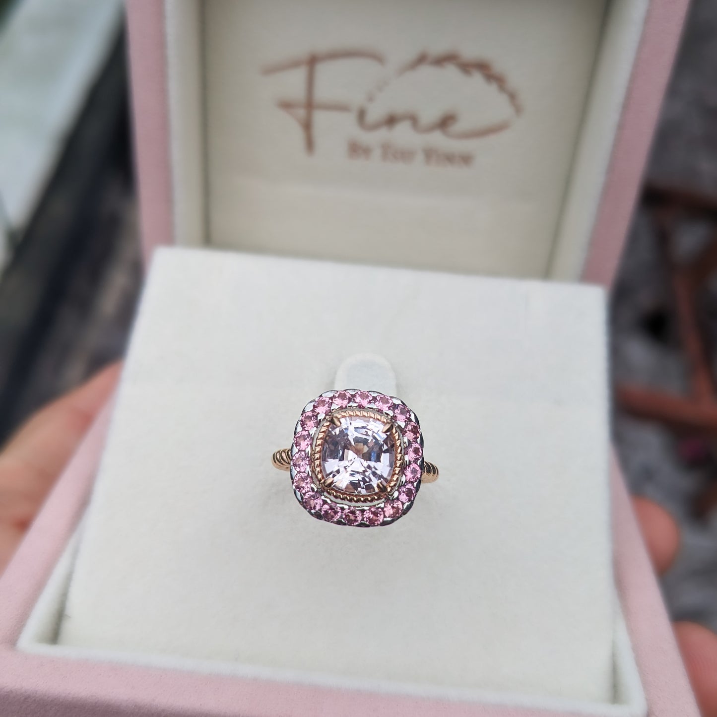 Rebecca Ring with White Spinel and Pink Spinel