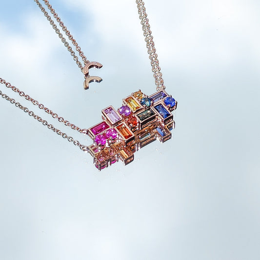 RG Rainbow Sapphires (Baguettes) Necklace