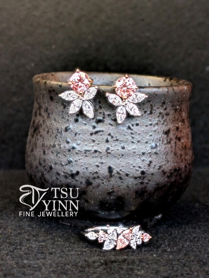 Lab Grown Pink and White Diamond Allison Studs