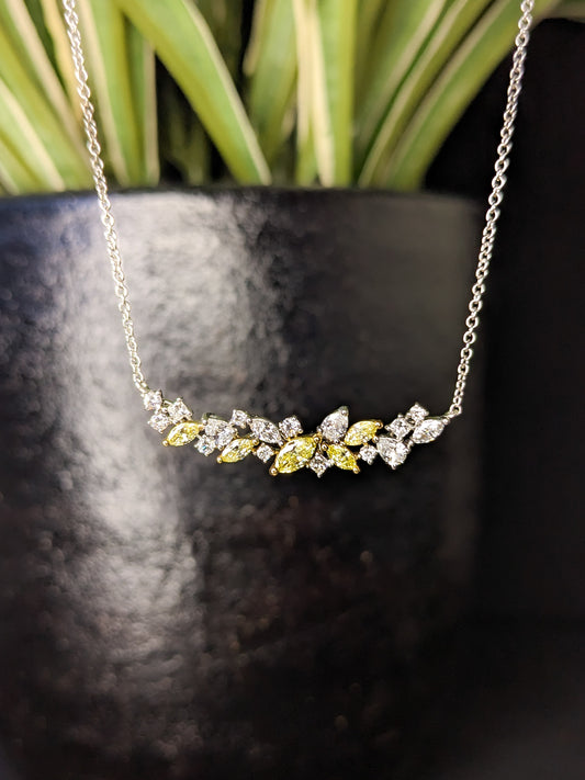 Lab Grown Yellow and White Diamond Messy Band Necklace