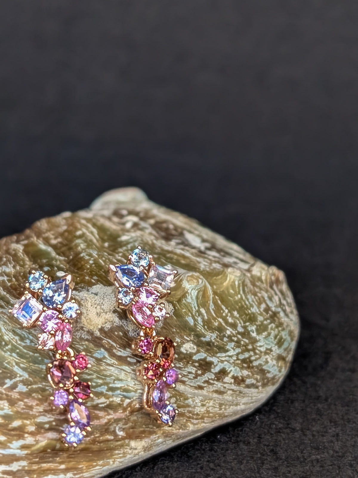 Messy Band Detachable Earrings (Pink & Blue Hues)