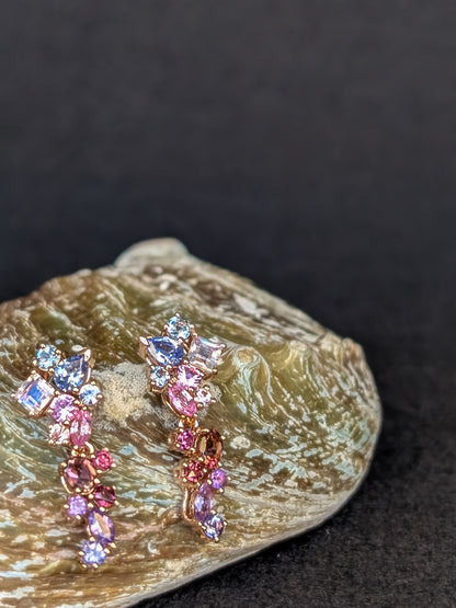 Messy Band Detachable Earrings (Pink & Blue Hues)