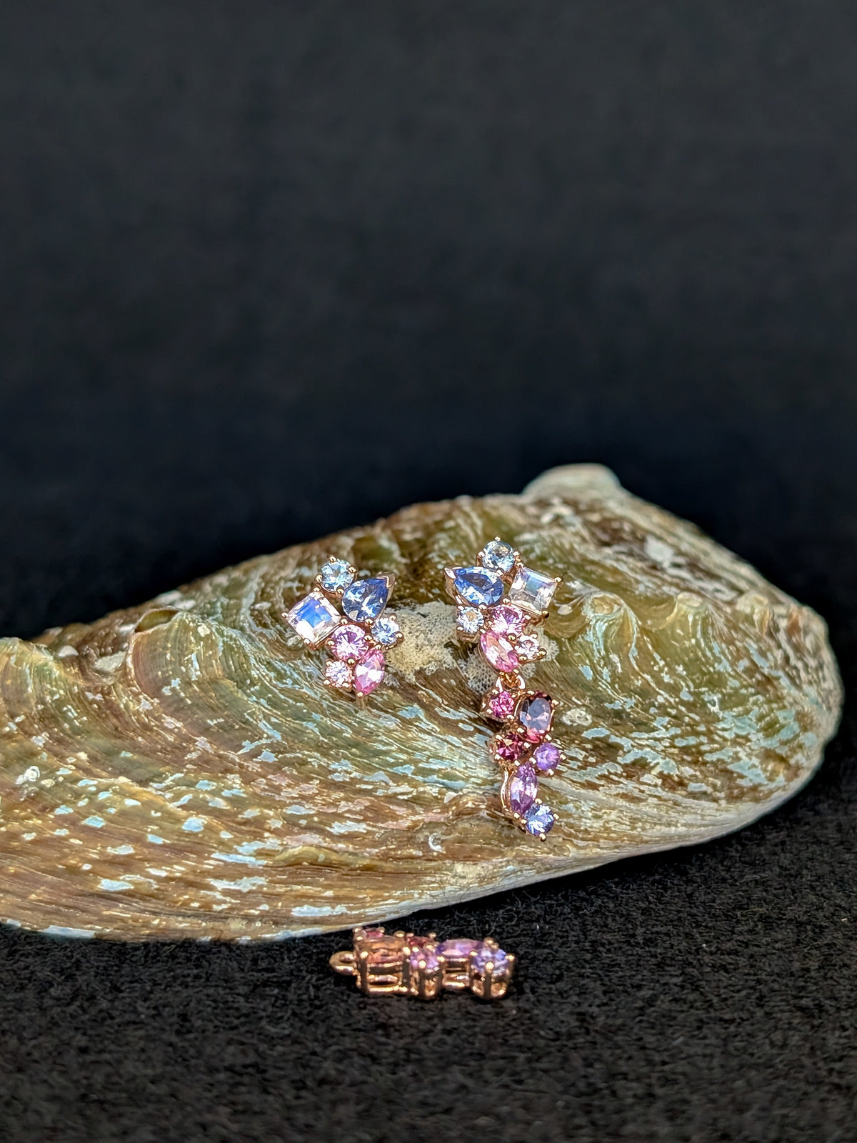 Messy Band Detachable Earrings (Pink & Blue Hues)