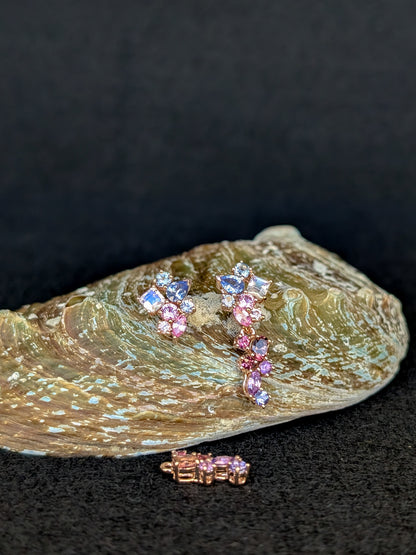Messy Band Detachable Earrings (Pink & Blue Hues)