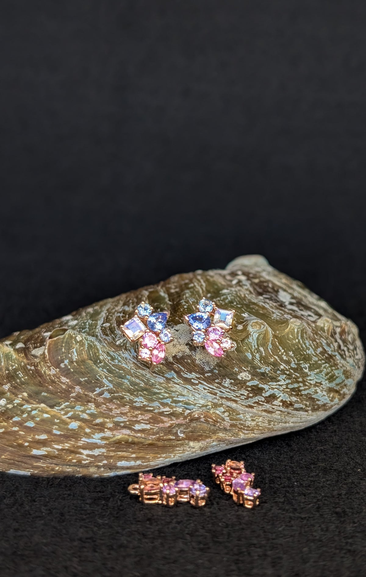 Messy Band Detachable Earrings (Pink & Blue Hues)
