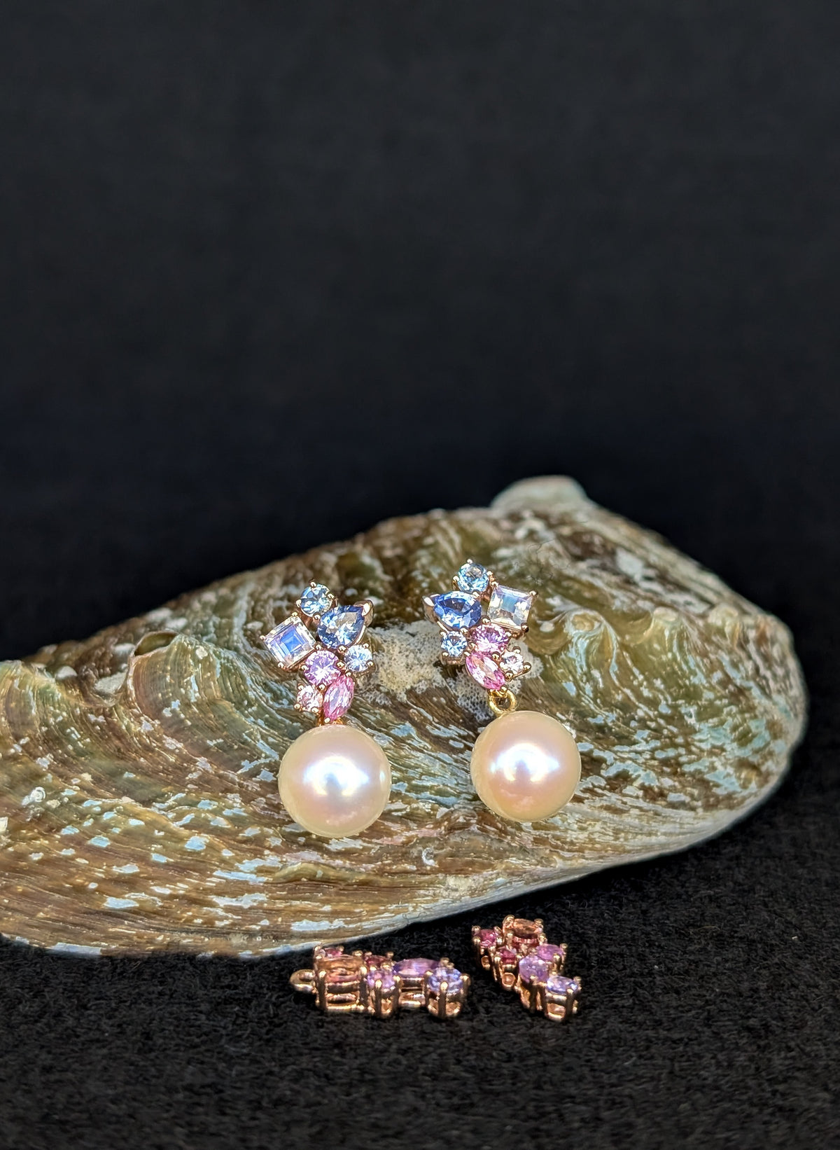 Messy Band Detachable Earrings (Pink & Blue Hues)