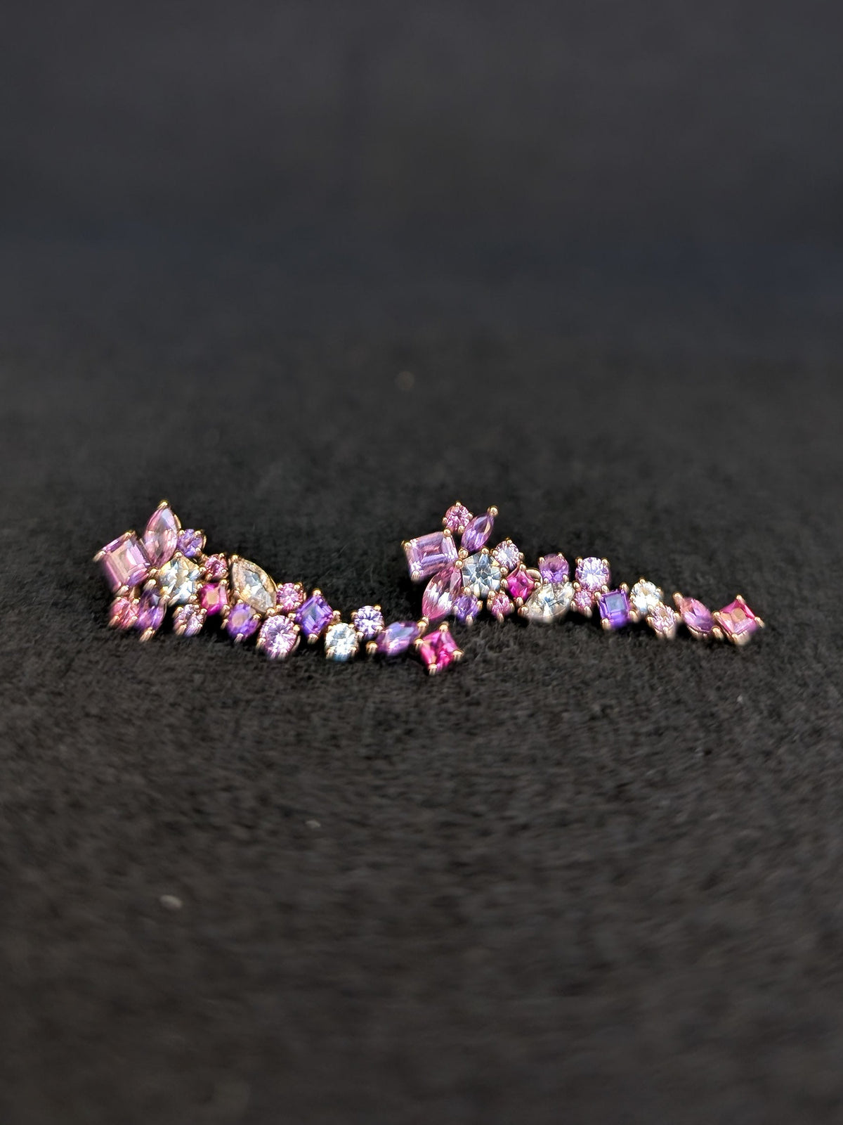 Messy Band Detachable Earrings (Pink & Purple Hues)