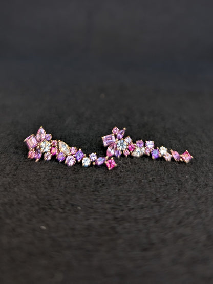 Messy Band Detachable Earrings (Pink & Purple Hues)