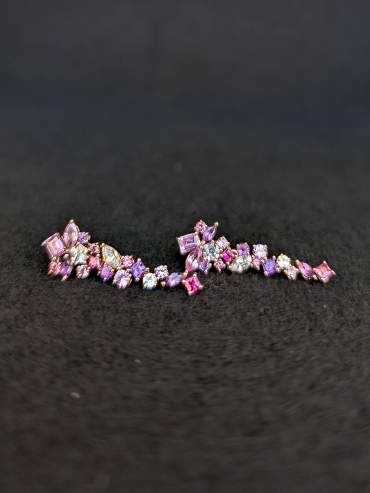 Messy Band Detachable Earrings (Pink & Purple Hues)