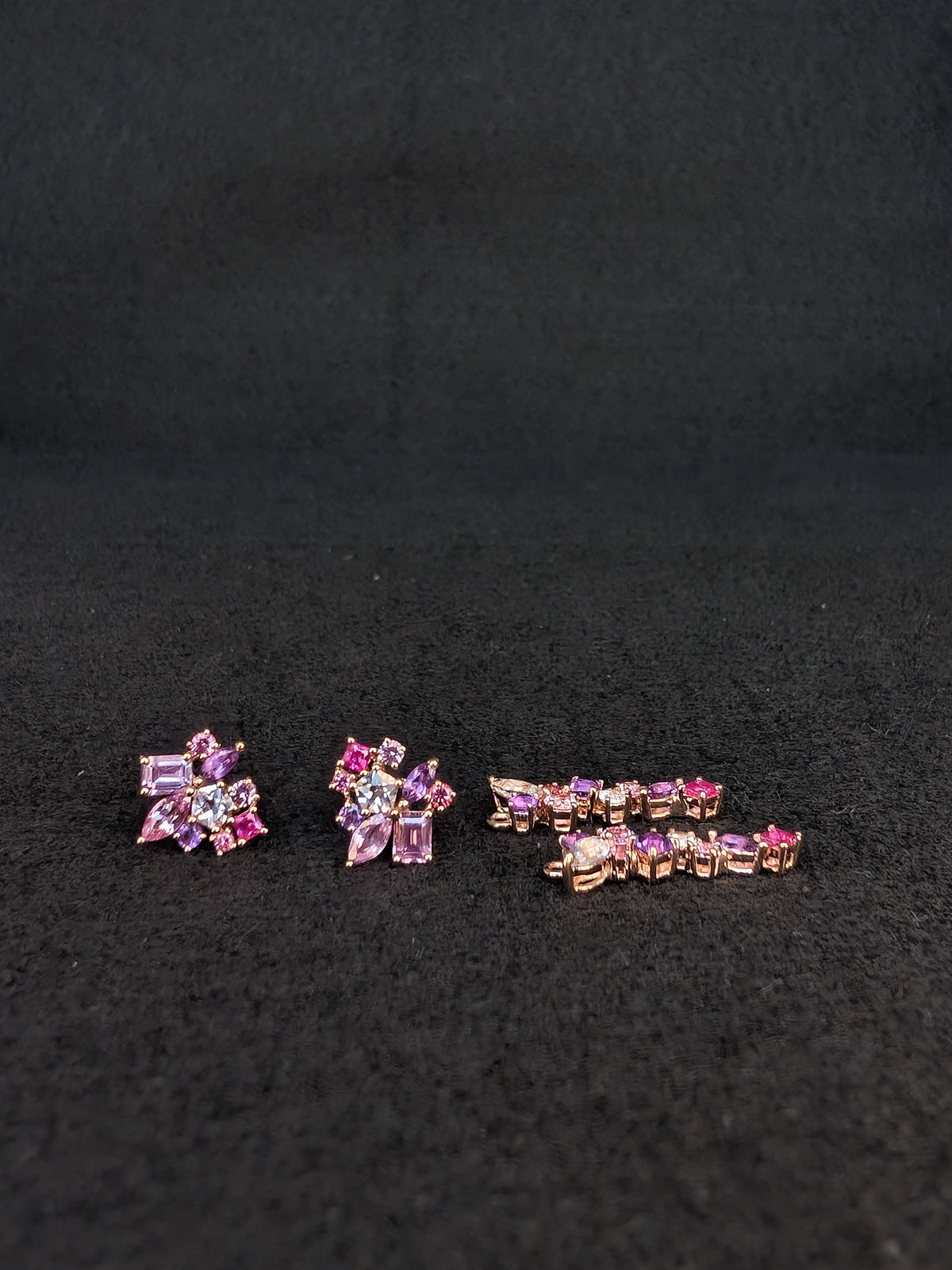 Messy Band Detachable Earrings (Pink & Purple Hues)