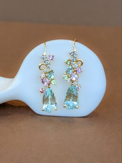 Beryl Detachable Drops Hook Earrings (Pink Hues)