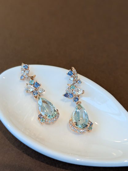 Beryl Detachable Drops Hook Earrings (Blue Hues)