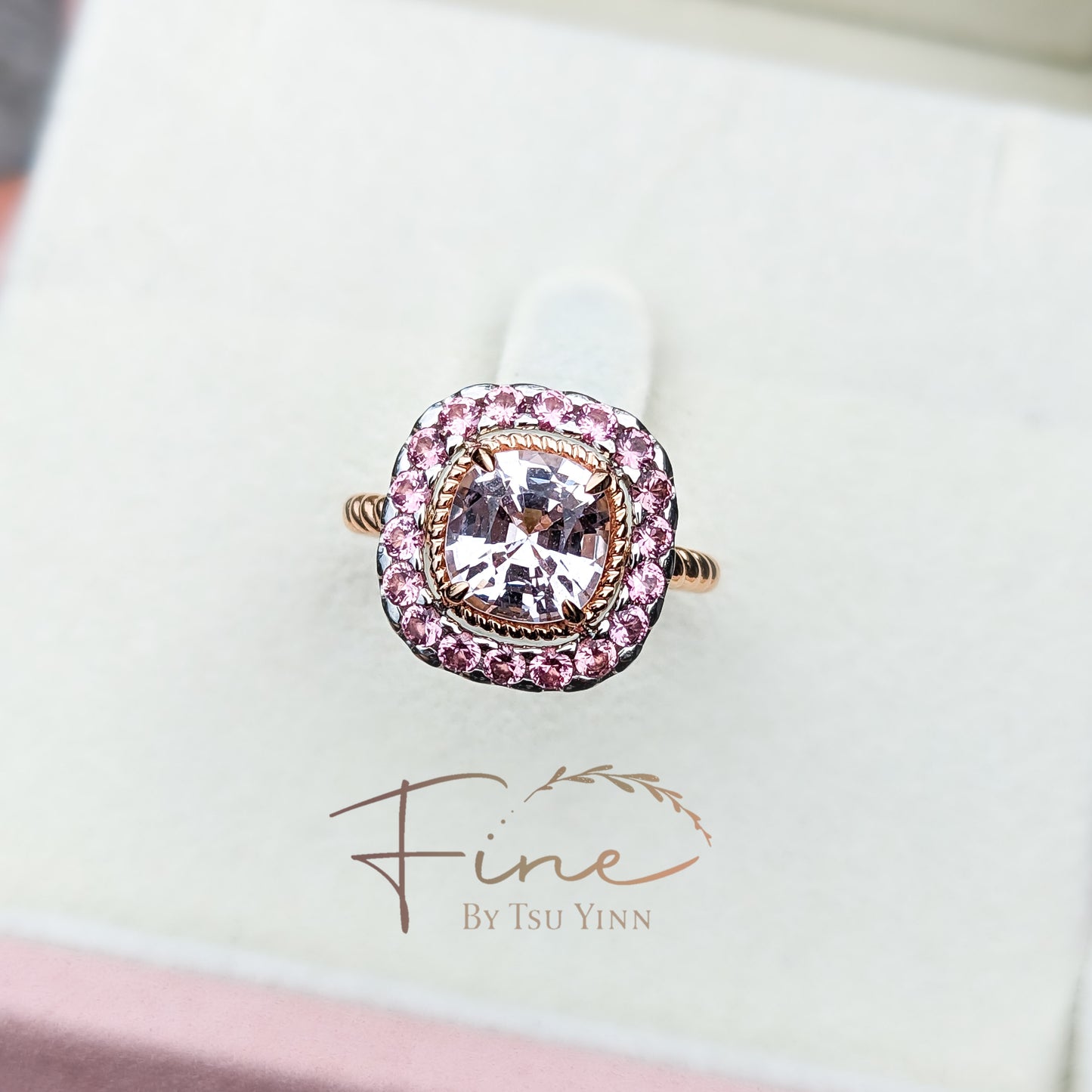Rebecca Ring with White Spinel and Pink Spinel
