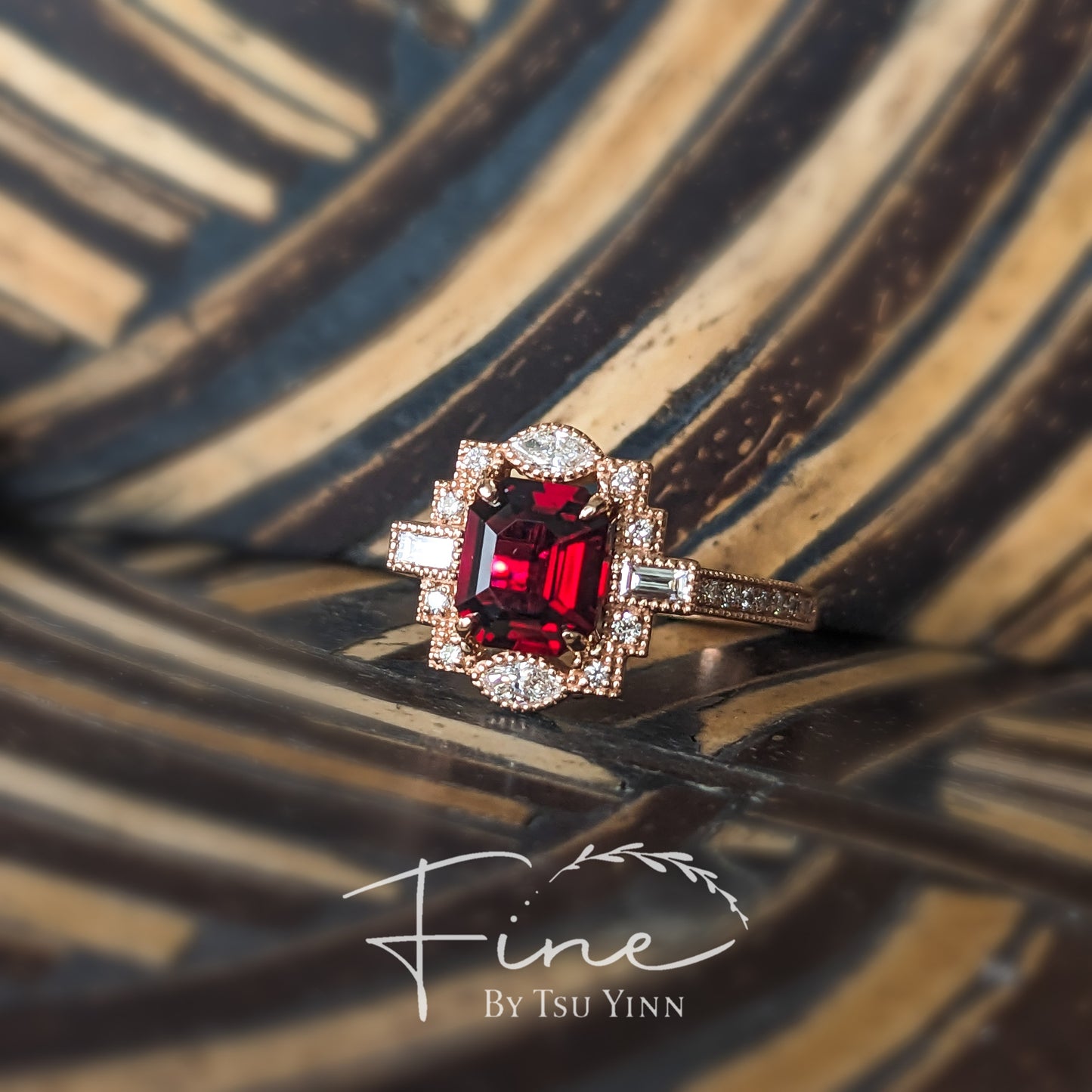 FBTY Natalia Halo Ring with Red Spinel