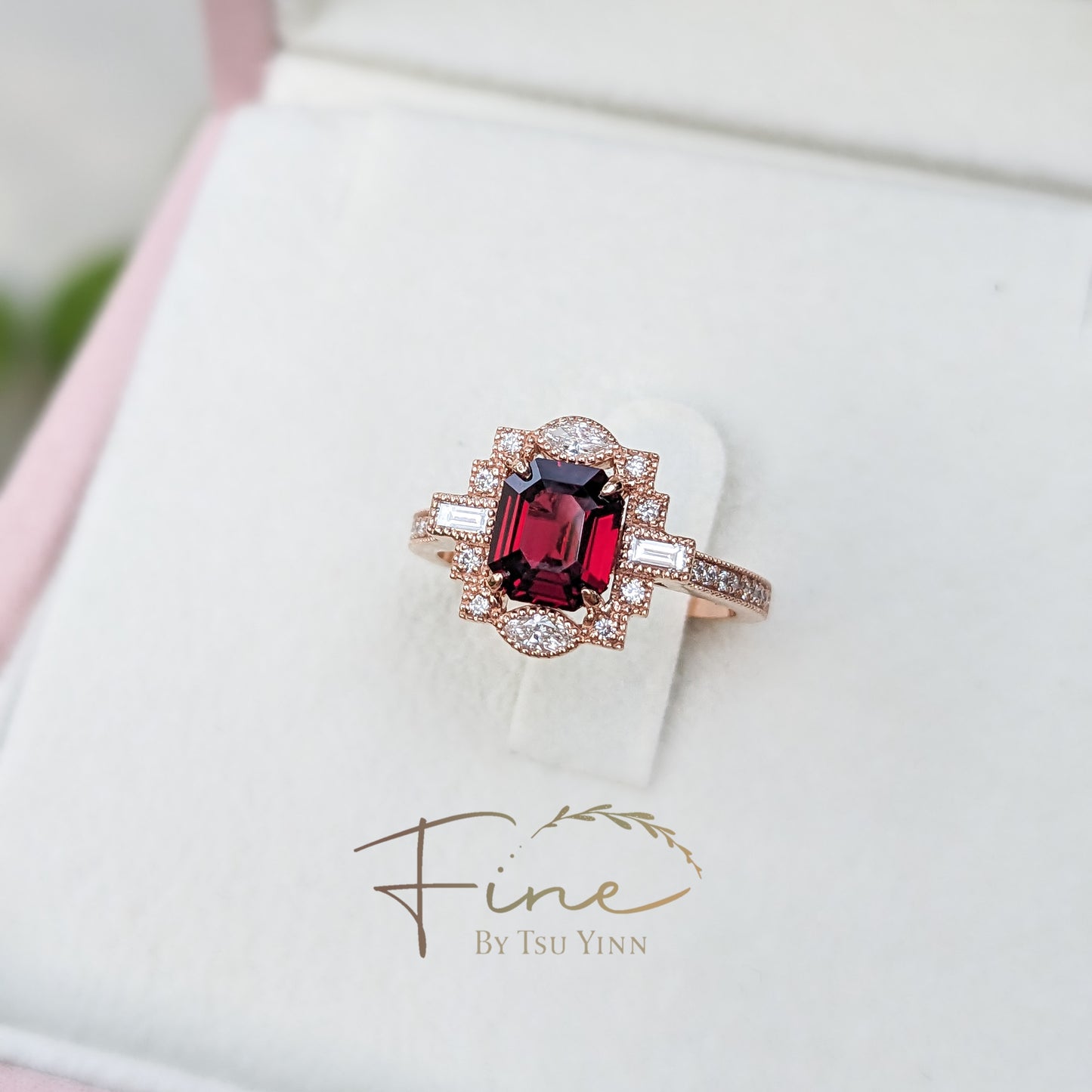 FBTY Natalia Halo Ring with Red Spinel