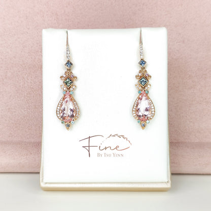 RG Morganite Detachable Long Drop Earrings