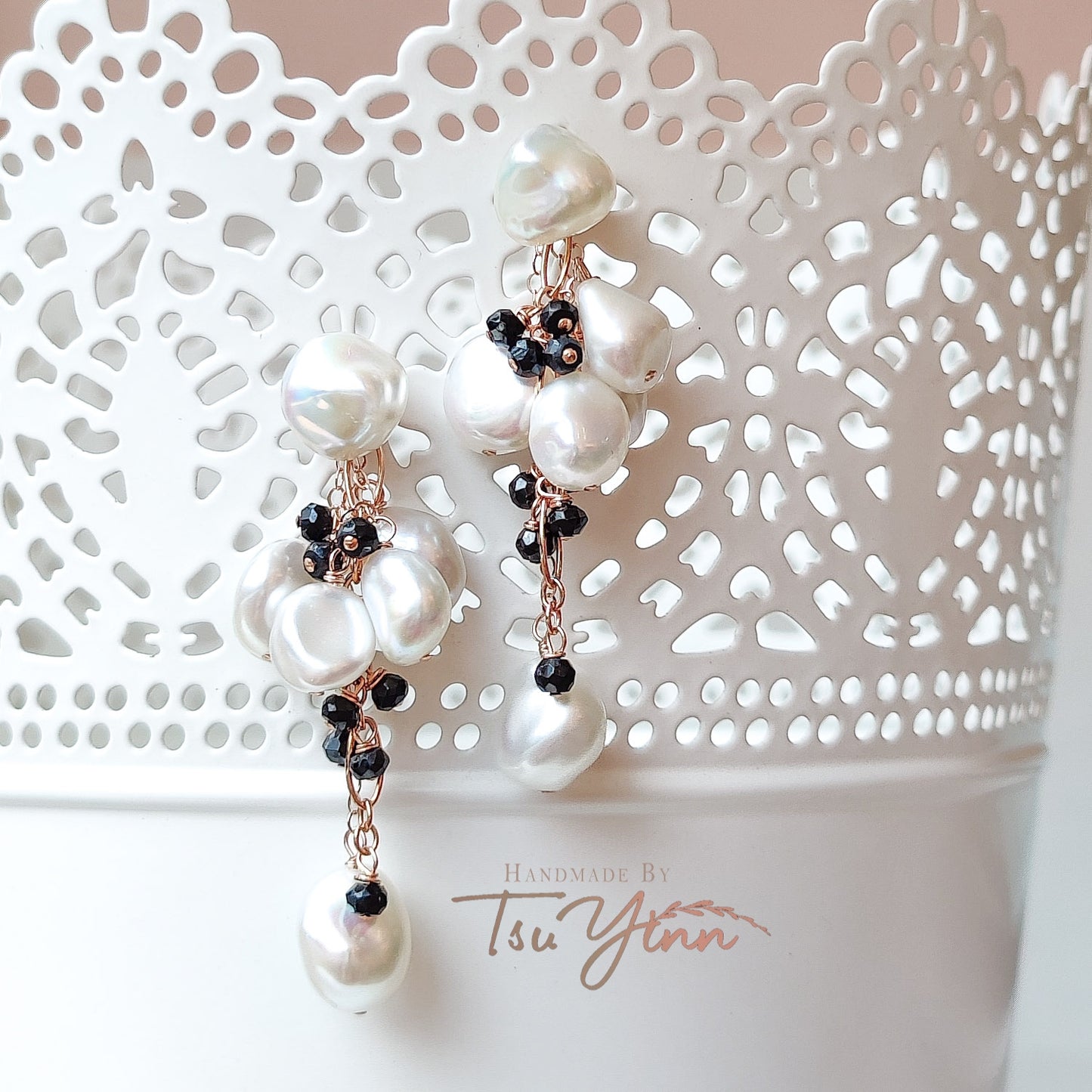 Multiwear Keshi Pearl Baubles Earrings Onyx in RG