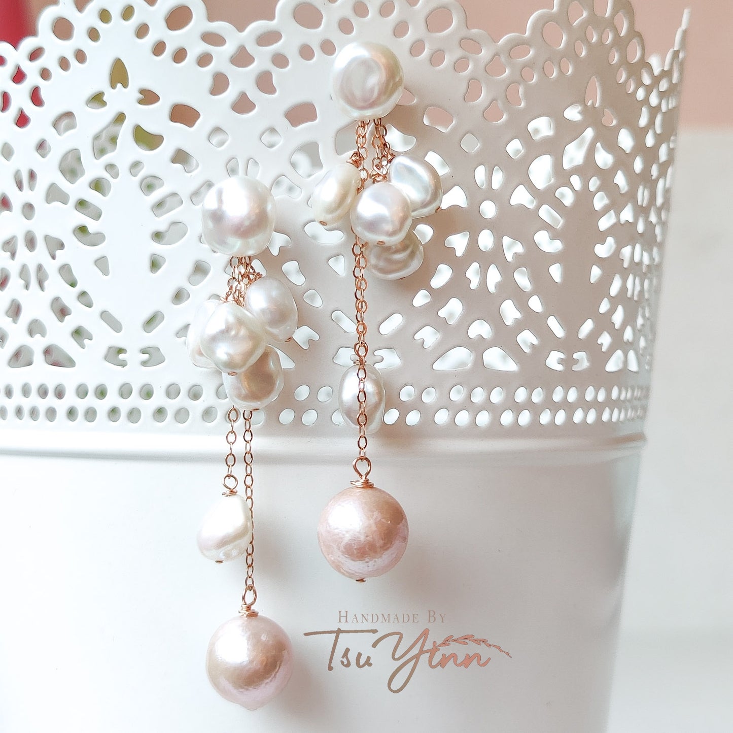 Multiwear Keshi Pearl Baubles Earrings Red Hues in RG