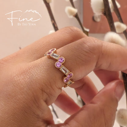 White and Pink Sapphires Eternity Band