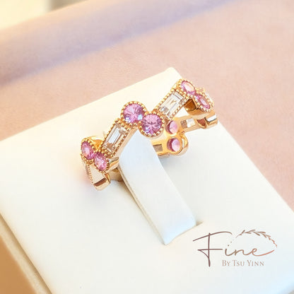 White and Pink Sapphires Eternity Band