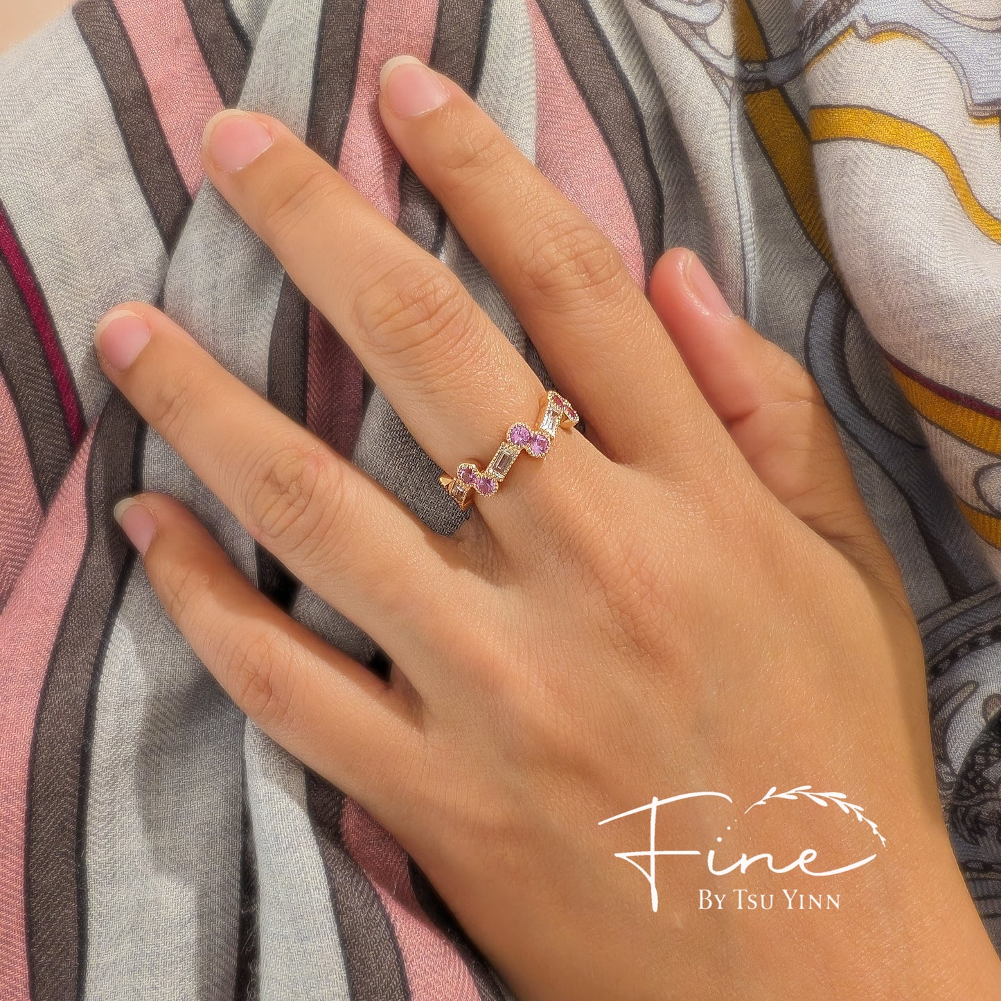White and Pink Sapphires Eternity Band