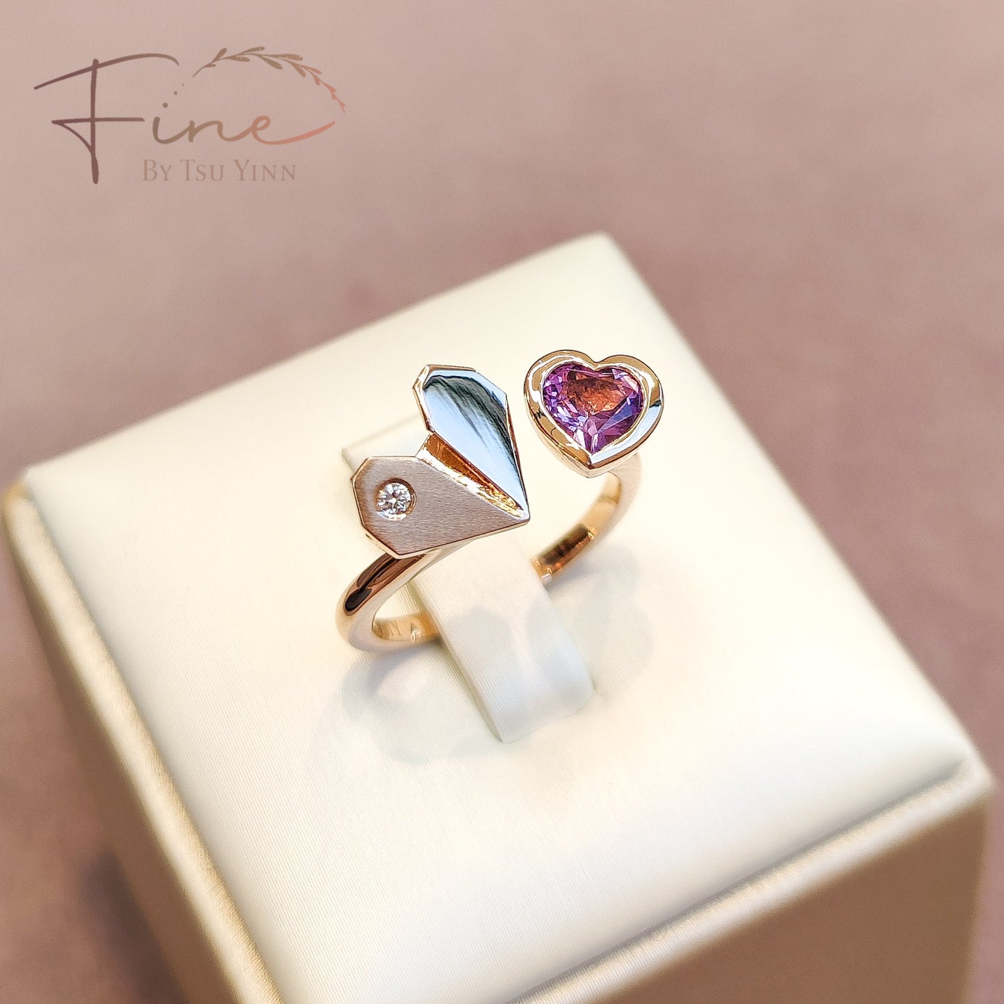 FBTY Origami Heart Ring in Amethyst