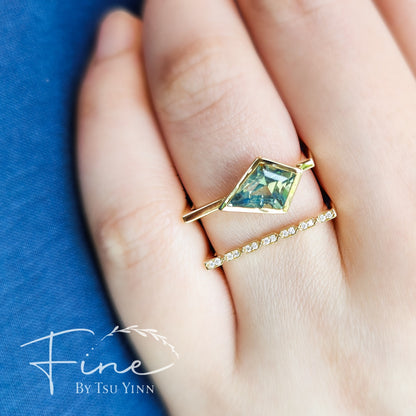 Karina Ring with Teal Sapphire & Diamonds