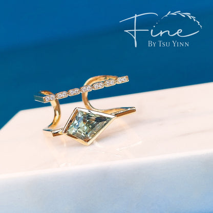 Karina Ring with Teal Sapphire & Diamonds