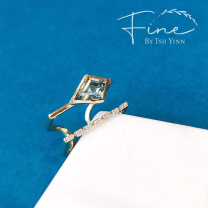 Karina Ring with Teal Sapphire & Diamonds