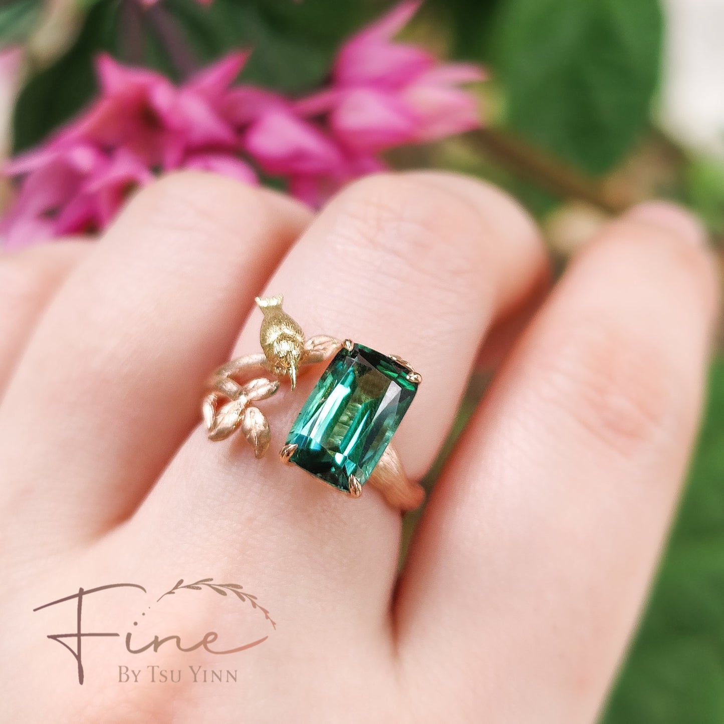 FBTY Sunbird Ring with Bluish-Green Tourmaline