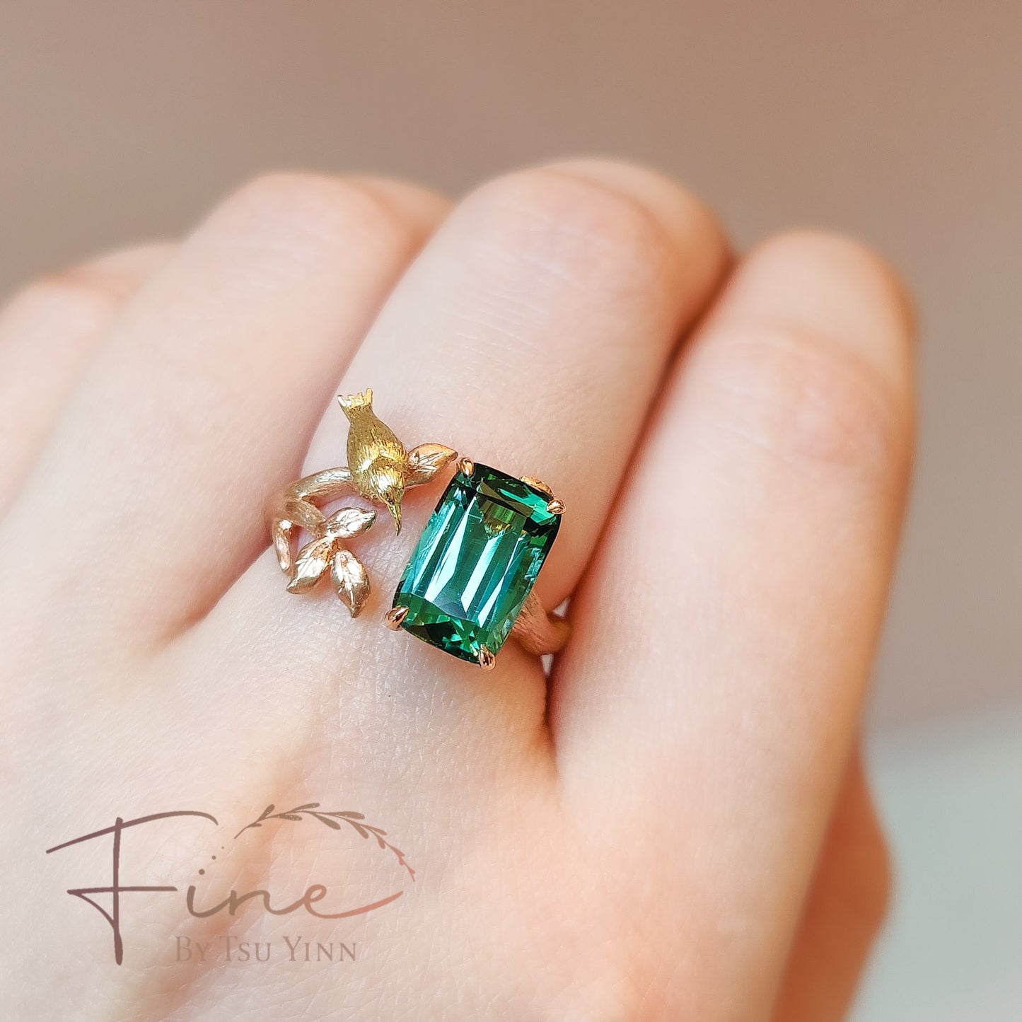 FBTY Sunbird Ring with Bluish-Green Tourmaline