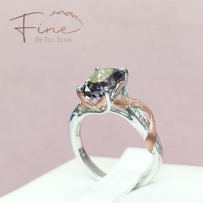 Zee Ring with Purplish Grey Spinel