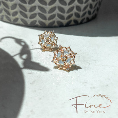 Leila Mother of Pearl and Diamond Earrings (Stud only)
