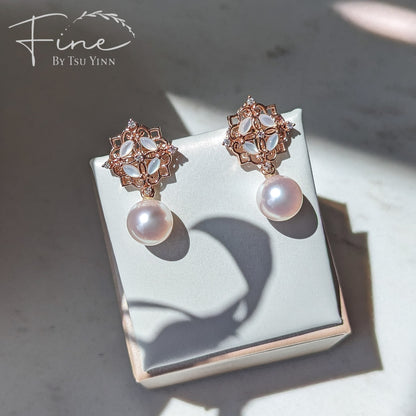 Leila Mother of Pearl and Diamond Earrings (Stud only)