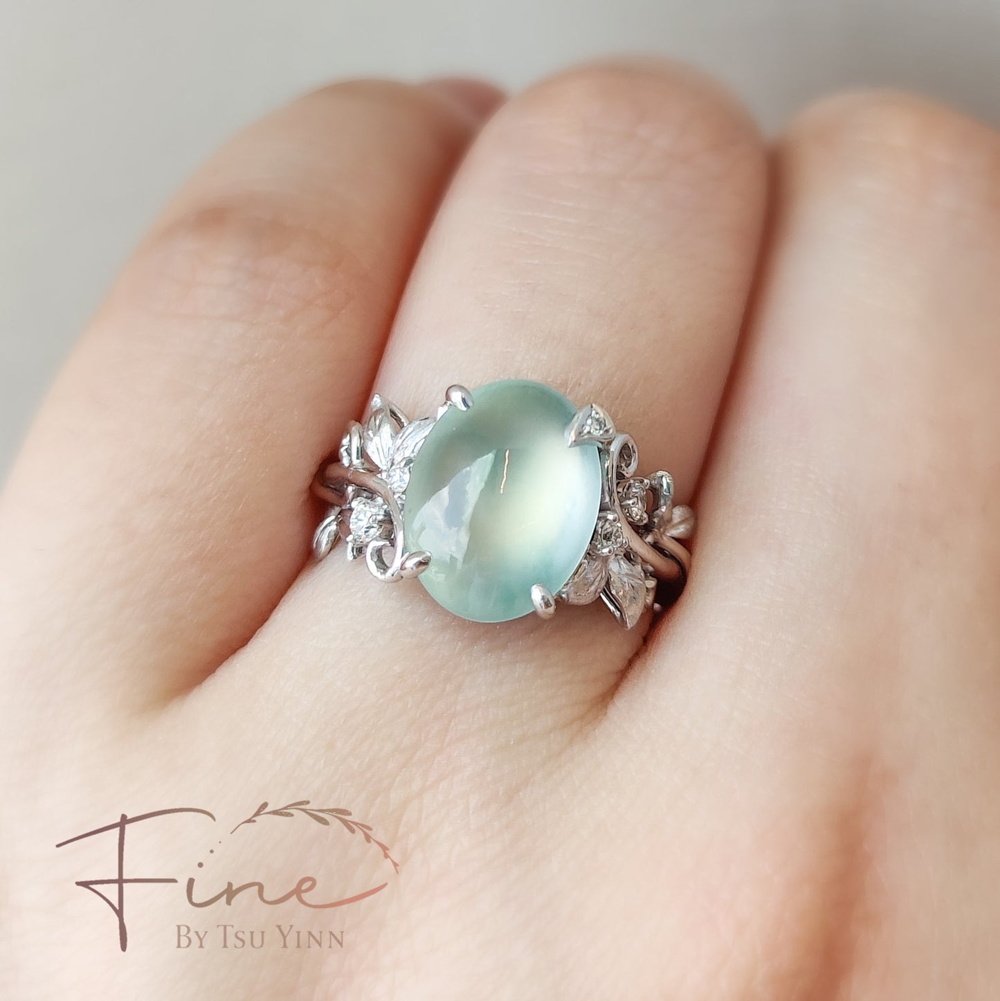 FBTY Flora Ring with Icy Jadeite