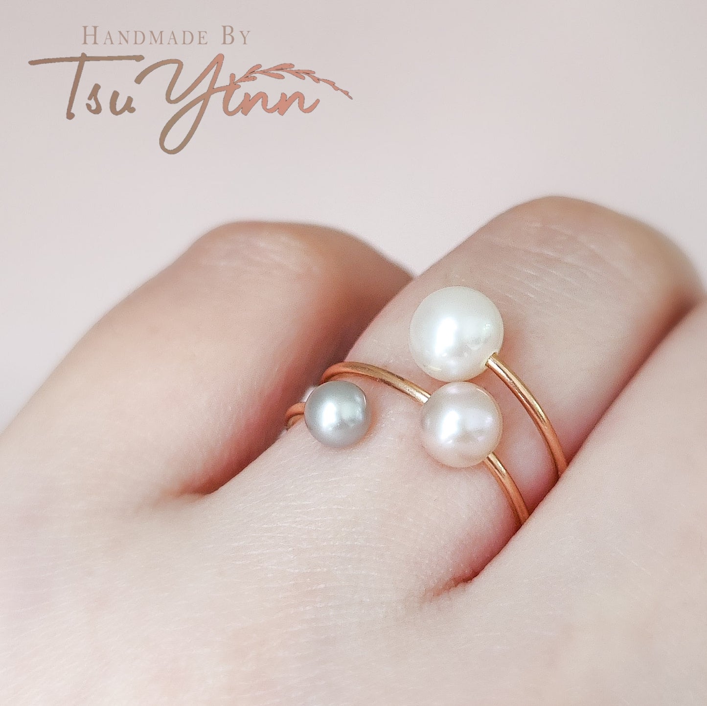 Mix Triple Freshwater Pearl Spiral Ring